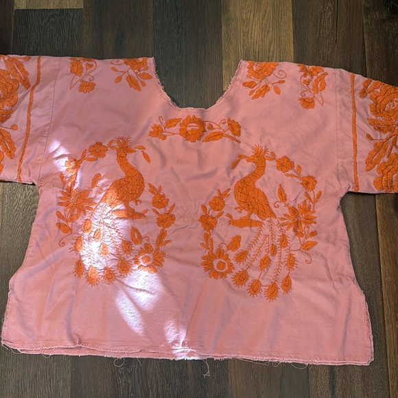 Magnolia pearl top. Dusty pink with orange stitching - Picture 1 of 4